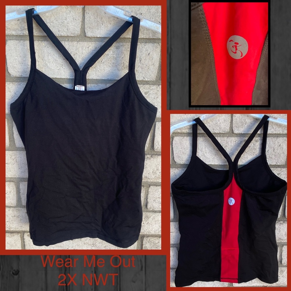 NWT Wear Me Out 2XL Athletic Top Black Red